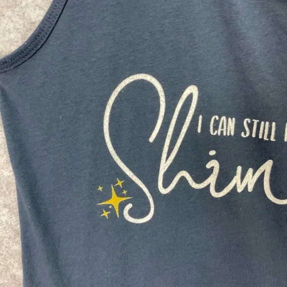 Shimmer Tank Top Womens Large Navy Blue Taylor Swift Lyric Graphic Racerback. - Picture 3 of 6